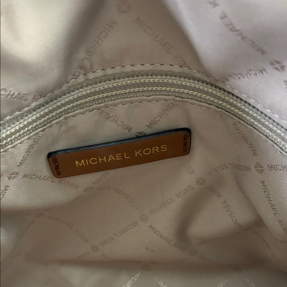 Michael Kors Brown and Tan Messenger Crossbody Bag with thick crossbody strap. - Picture 3 of 11